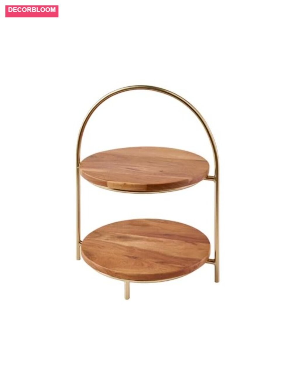 2-Tier Acacia Wood Serving Tray Rustic Tiered Stand Organizer